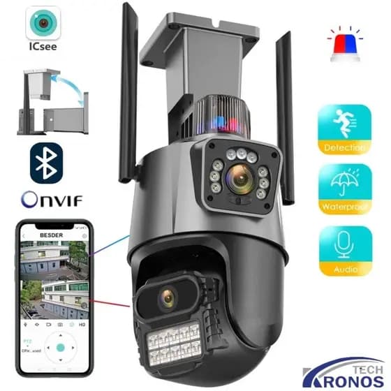 Câmera de segurança Externa Aplicativo ICSEE  Sensor De Movimento 3MP Dupla 2 Em 1 a Prova D'água