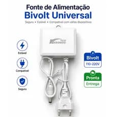 Fonte de Alimentação 12V 2A Bivolt para Câmera de Segurança | Plug 5,5mm