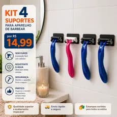 kit  4 Suporte de Parelho De Barbear Lamina Gillette Gilete Prestobarba Parede Banheiro Organizador