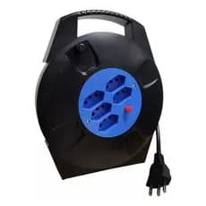 Extensão cabo 10m Carretel + Filtro de Linha 5 Tomadas tripolar 10A Bivolt Portátil Com Alça