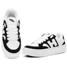 Tenis Casual feminino Chunk Preto e Branco Retro Confortavel macio Skate Trabalho passeio Oferta