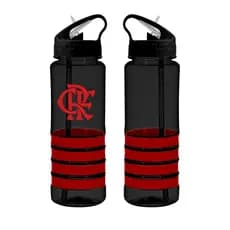Garrafa Preta Plástico 750ml Água Emborrachado Bico Retrátil Anti Gotas Time Flamengo Crf Oficial