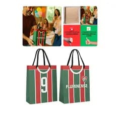 Sacola M Papel Off-Set Com Alça Gorgurão Time Fluminense Clube Lembrancinha Presente
