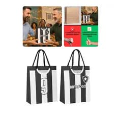 Kit 2 Sacola M Papel Off-Set Com Alça Gorgurão Time Botafogo Clube Lembrancinha Presente