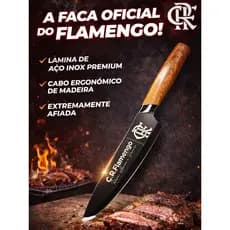 Faca Churrasco Oficial Time Flamengo Cozinha Caixa Presente Aço Inox Premium