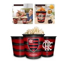 Balde Para Pipoca Grande 2,5l Time Escudo Flamengo Oficial Presente Infantil Mengão Filmes