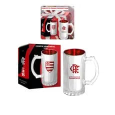 Caneca Vidro Reforçado Metalic 480ml Cerveja Flamengo Oficial