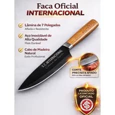 Faca Churrasco Oficial Time Internacional Cozinha Caixa Presente Aço Inox Premium