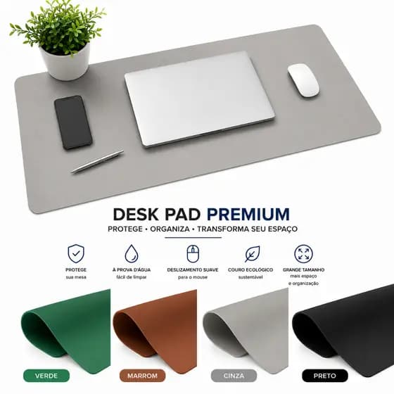 Mousepad Grande 70x30cm e 90x40cm Couro Ecológico Antiderrapante