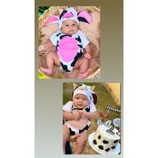 Body temático para mesversario bezerro Body vaquinha eu amo meu tetê fantasia para bebê body + Touca menino e menina