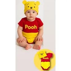 Body temático para mesversario Ursinho pooh Roupa de mesversario Fantasia para bebê pooh Roupa para bebê de personagem