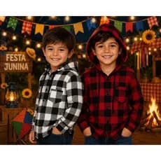 Camisa Xadrez Infantil Camisa Festa Junina Menino Camisa Xadrez Unissex Camisa Festa São João Camisa Manga Longa Xadrez