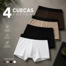 Kit 4 Cueca Boxer Masculina Algodão Premium Surper