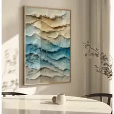 Quadro Abstrato Para Sala Grande Quadro Com Moldura Quadro Decorativo Escritório Ondas Do Mar Gesso