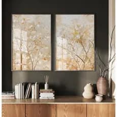 Quadros Decorativos Com Moldura Filete Sala Quarto Casal Duo Arte Pintura Floral Os Galhos De Outono