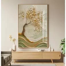 Quadro Árvore Da Vida Grande Com Moldura E Vidro Quadro Abstrato Para Sala Quadro Dourado Raízes