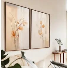 Quadros Decorativos Com Moldura Filete Sala Quarto Casal Duo Pintura Abstrata Flores Em Aquarela