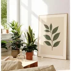 Quadros Decorativos com Moldura Filete Av Sala Ramo de Folhas Grande Minimal Green Plants