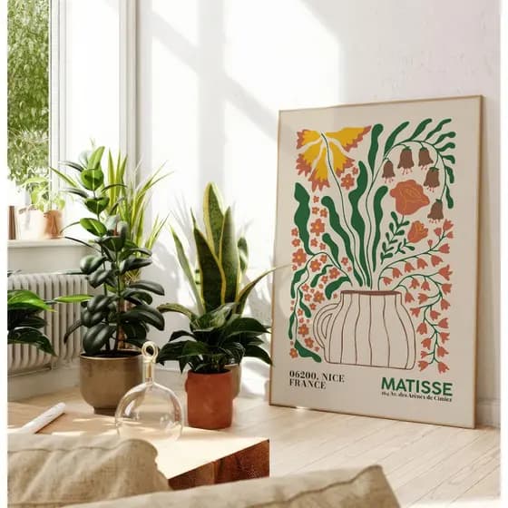 Quadro Decorativo Com Moldura Filete Sala Quarto Coleção Matisse Style Flores Arte O Vaso Das Flores