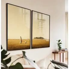 Quadros Decorativos Com Moldura Filete Sala Quarto Duo Religioso Arte Texto Bíblico Ovelha E Pastor