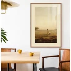 Quadro Sala Quarto Com Moldura Filete Decorativo Pastor De Ovelha Caminhando No Campo Arte Histórica