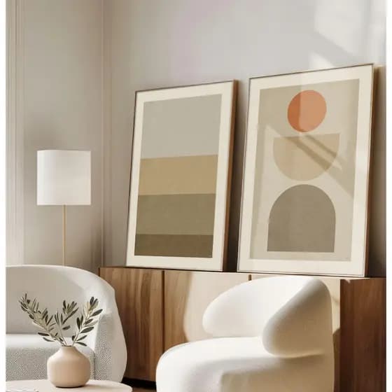 Quadros Modernos Para Sala Kit 2 Quadros Decorativos Com Moldura Quadro Abstrato Grande Faixas Bege