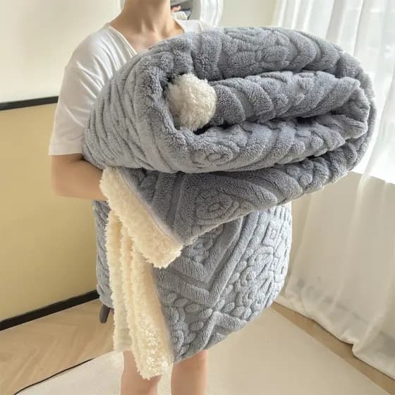 Manta Com Sherpa Glamour Casal Padrão Super Luxo Promoção Lançamento Macia Plush Cama Posta