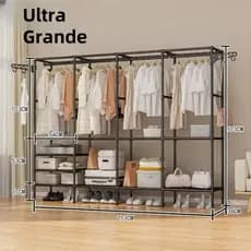 Arara Guarda Roupa 4 Divisórias Grande Armário Organizador Multiuso Roupeiro Cabideiro Sapateira Closet kz