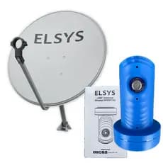 Antena Digital Parabólica Elsys Offset Chapa 60cm Ku 5g + Lnbf Simples Elsys