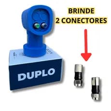LNBF Duplo Universal Banda Ku Full HD Elsys Antena de 60cm Via Satelite Com 2 Conectores de Brinde