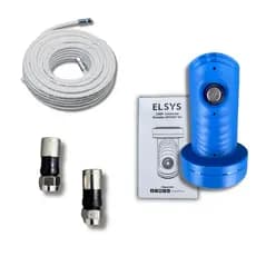 Kit LNBF Simples Elsys Banda Ku + Cabo 15m + 2 Conectores | Nova Parabólica Digital Full HD