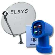 Antena Digital Parabólica Elsys Offset Chapa 60cm Ku 5g + Lnbf Quadruplo Elsys