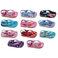 kit 12 pares chinelos baby meninas com elástico d5 bebê personagens atacado