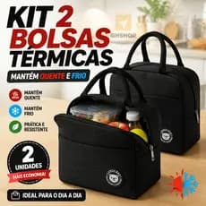 Kit 2 Bolsas Termica Para Marmita Lancheira Trabalho Preta