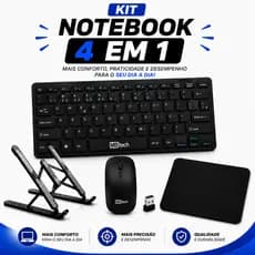 Kit Teclado Sem Fio + Mouse Sem Fio + Suporte Notebook + Mouse Pad