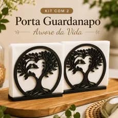 Kit 2 Porta Guardanapo de Mesa Árvore da Vida Decorativo Preto