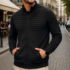 Jaqueta Masculina Casaco Lã Blusa De Frio Inverno Tricô Com Bolsos