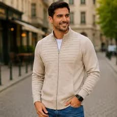 Blusa De Frio Masculina Lã Casaco Masculino Com Bolso Jaqueta  Ziper Tricot