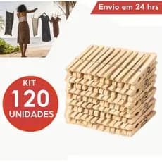 Kit 120 Prendedor Pregador de Roupas de madeira - Pegador de roupa Grampo de roupa