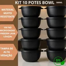 KIT POTES COZINHA 10 ou 3 POTE REDONDO 500ML RESISTENTE VAI NO MICROONDAS FREEZER BOWL HERMÉTICO MARMITINHA ORGANIZADOR