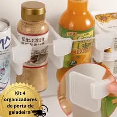 kit com 4 organizadores de geladeira para encaixar na porta da geladeira organiza pacotes temperos evita sujeira