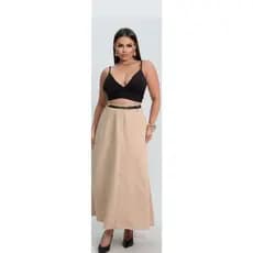 Saia Longa Gode rodada Feminino Alfaiataria com Cinto