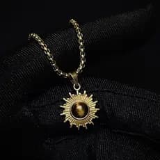 Europeu americano girassol dourado colar High-End luz luxo nicho masculino pescoço colar moda All-Match na moda clavícul