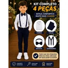 Conjunto Social Infantil Pajem Menino Azul Royal Casamento Batizado Formatura