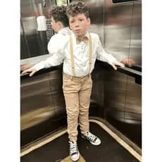 Roupa Social Infantil Menino  Conjunto Formatura e Casamento Camisa, Calça, Suspensório e Gravata
