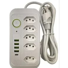 Filtro de Linha com 5 Tomadas USB Tipo-C - Retificação Síncrona e Identificação Inteligente