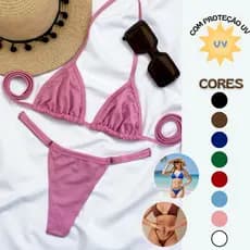 Biquíni Cortininha Moda Praia Fio Dental Verão C Regulagem P Bronze