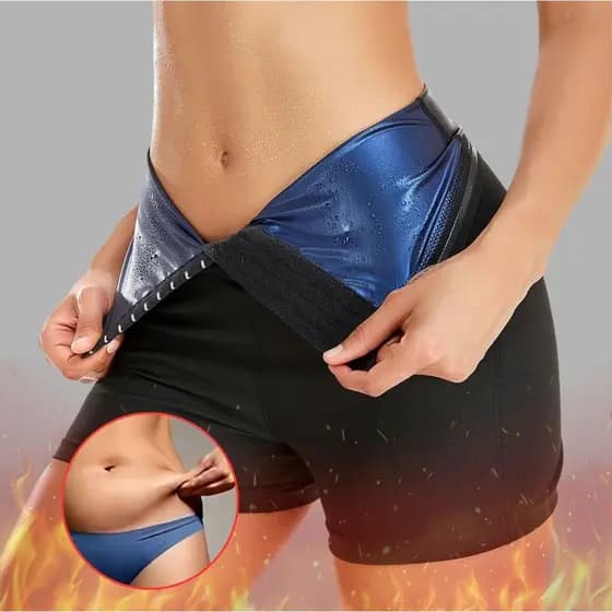Bermuda Sauna Modeladora com Ajuste em Ganchos e Efeito Térmico P/ Atividades Físicas Emagrecimento