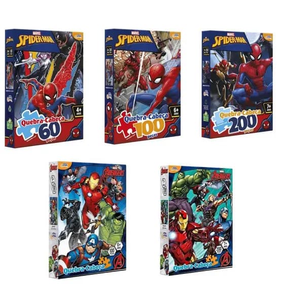 Quebra Cabeça Avengers E Homem Aranha 60, 100 ou 200 Peças A Escolher Original Marvel Infantil