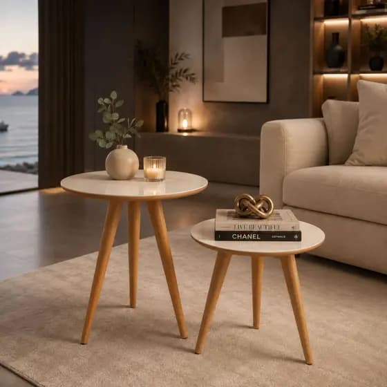 Jogo De Mesas Laterais Apoio Redonda Pé Palito Para Sala Decoração Varias Cores